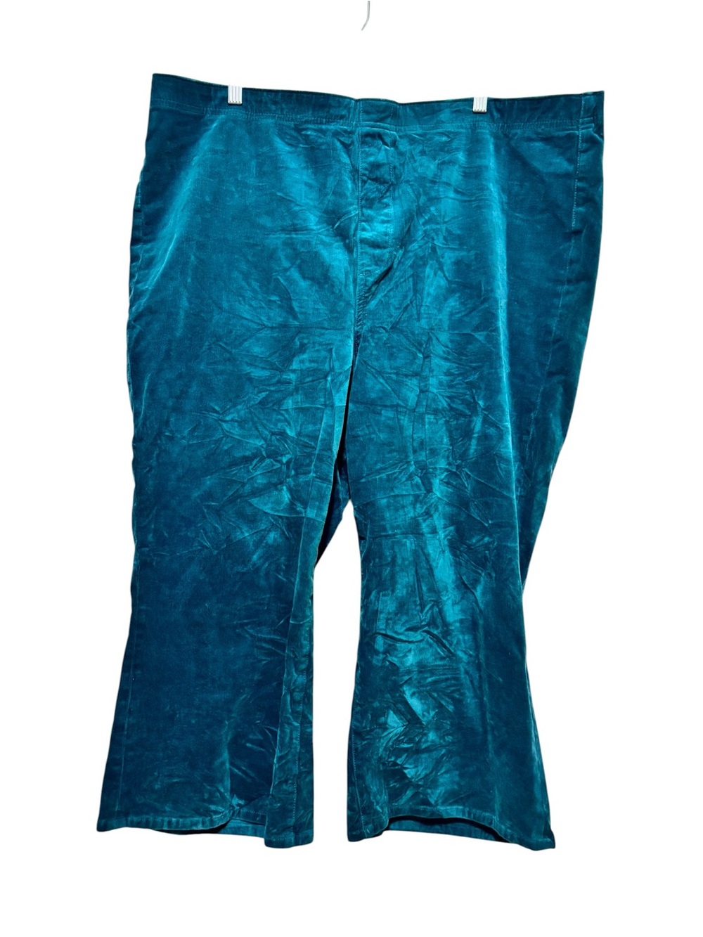 Anthropologie Plus Size Teal Corduroy Pull-On Cropped Flare Pants - Picture 2 of 5